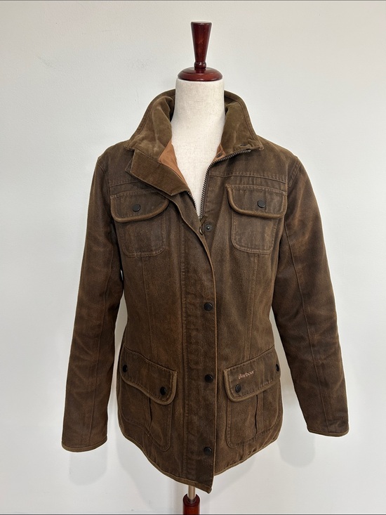 Barbour Jackets & Blazers - Women’s Barbour Brown Field Jacket with Stand Collar Size US 10 EUC